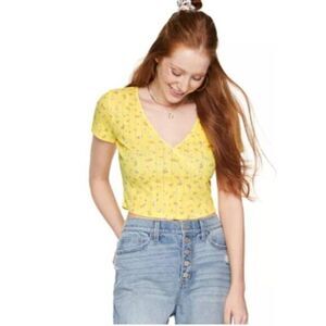 SO Women's‎ Jersey Wrap  Yellow Top Tee